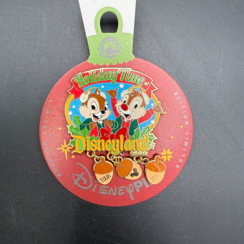 Disney 2014 Holiday Time at Disneyland Chip n Dale Limited Release Dangle Pin